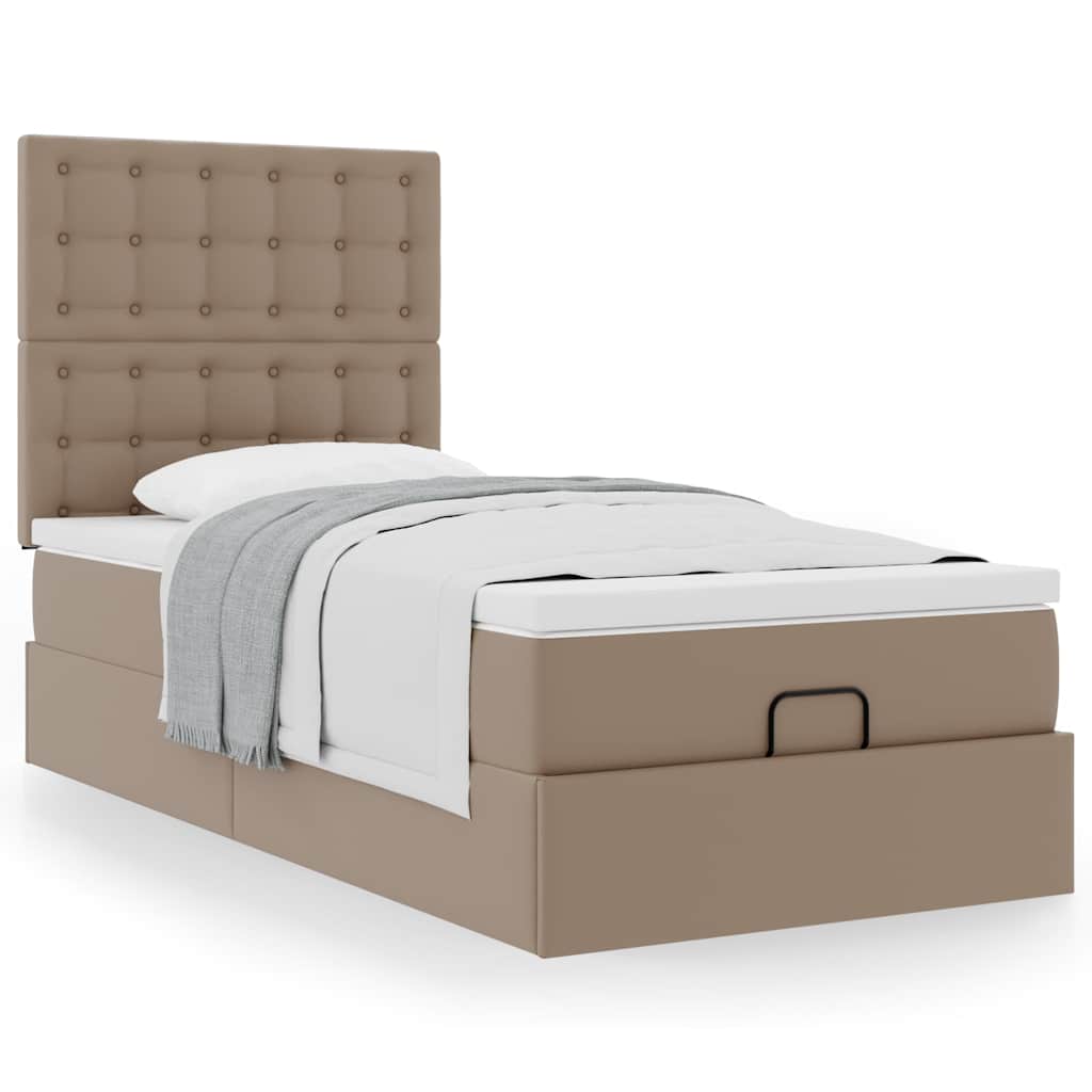 Ottomaanse bed met matras 80x200cm kunstleer cappuccinokleurig