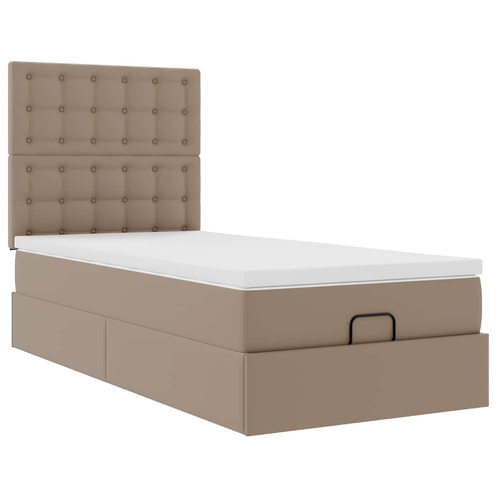 Ottomaanse bed met matras 80x200cm kunstleer cappuccinokleurig