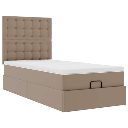 Ottomaanse bed met matras 80x200cm kunstleer cappuccinokleurig
