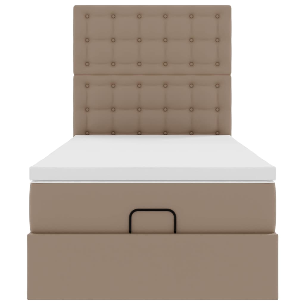 Ottomaanse bed met matras 80x200cm kunstleer cappuccinokleurig