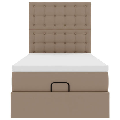 Ottomaanse bed met matras 80x200cm kunstleer cappuccinokleurig