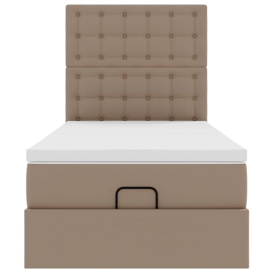 Ottomaanse bed met matras 80x200cm kunstleer cappuccinokleurig