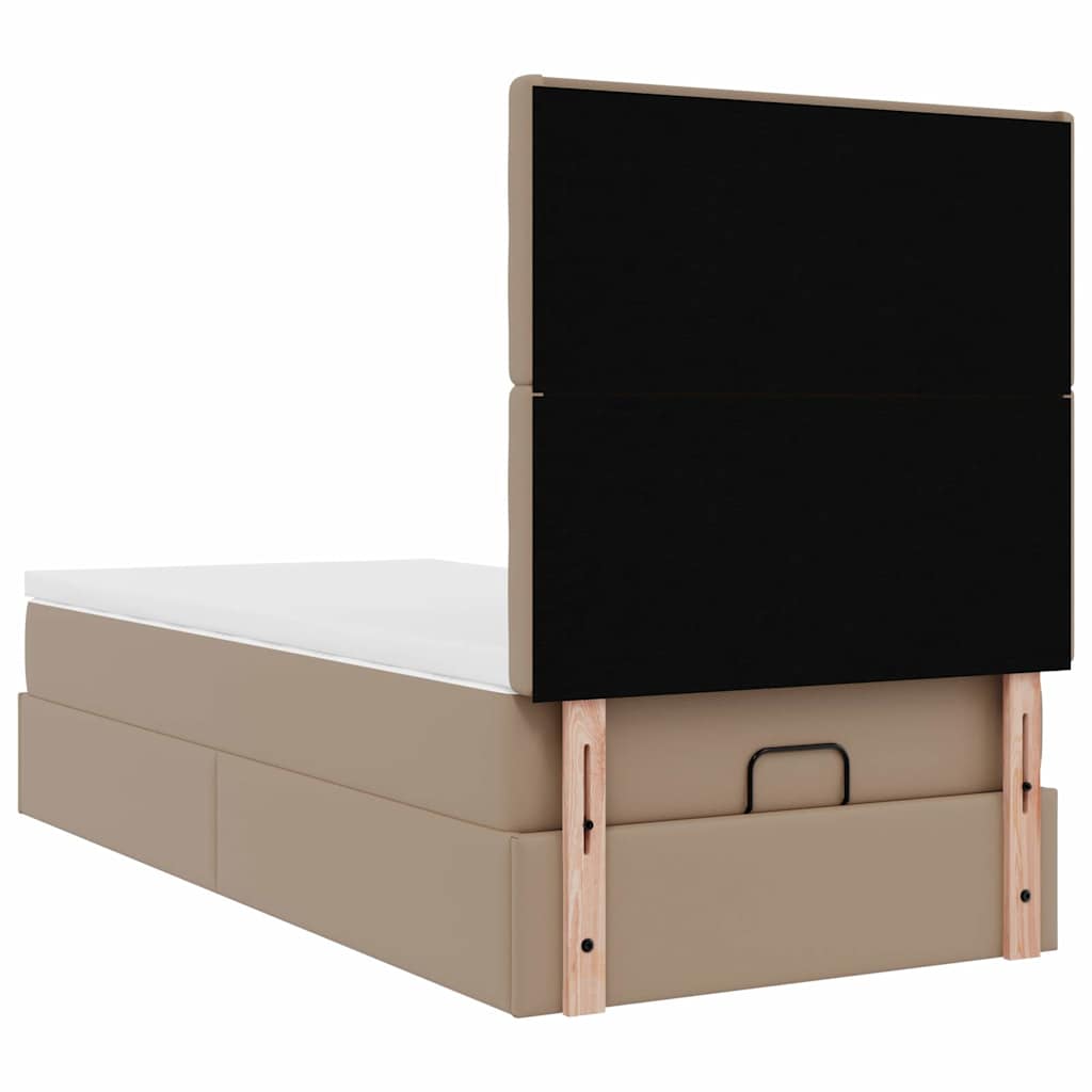Ottomaanse bed met matras 80x200cm kunstleer cappuccinokleurig