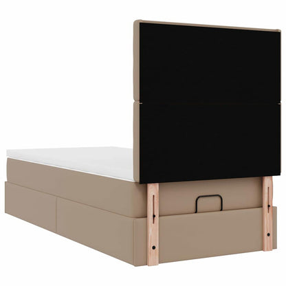 Ottomaanse bed met matras 80x200cm kunstleer cappuccinokleurig