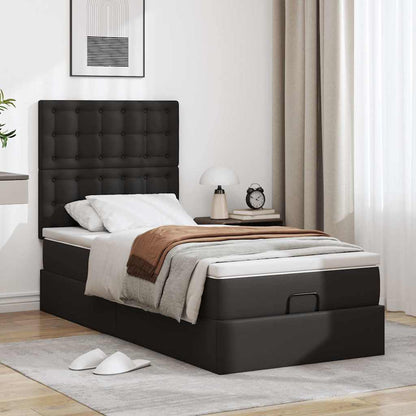 Ottoman bed met matras 90x190 cm kunstleer zwart