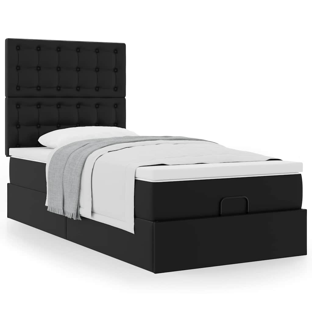 Ottoman bed met matras 90x190 cm kunstleer zwart