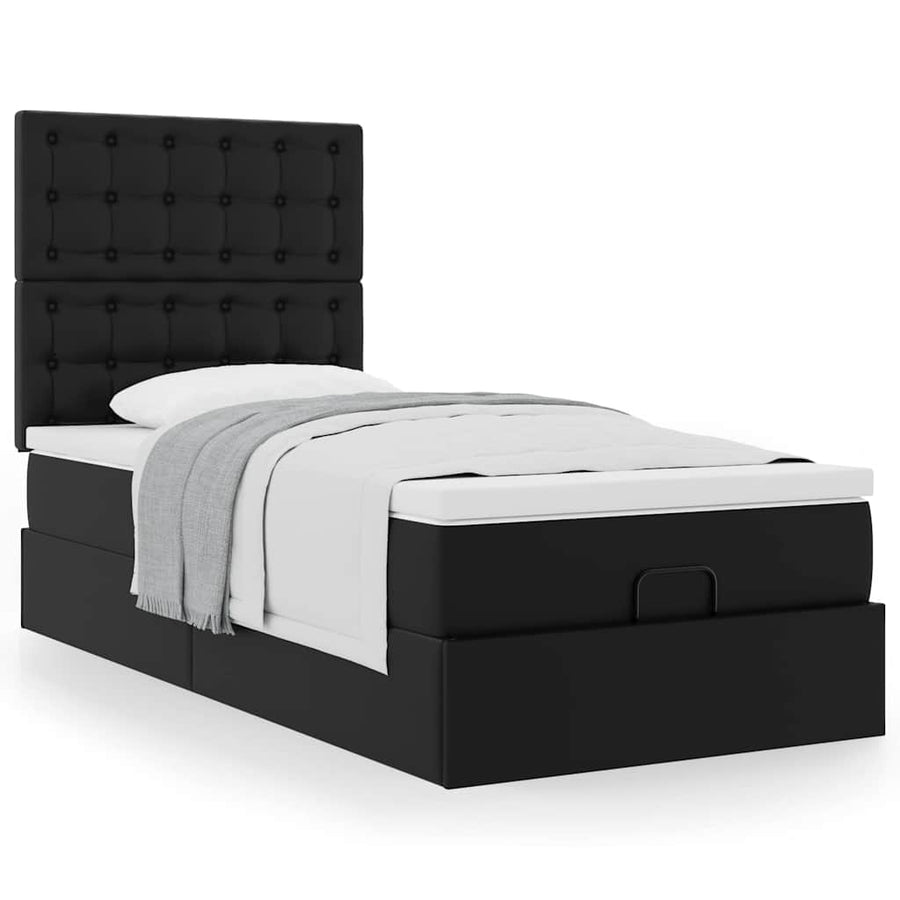 Ottoman bed met matras 90x190 cm kunstleer zwart