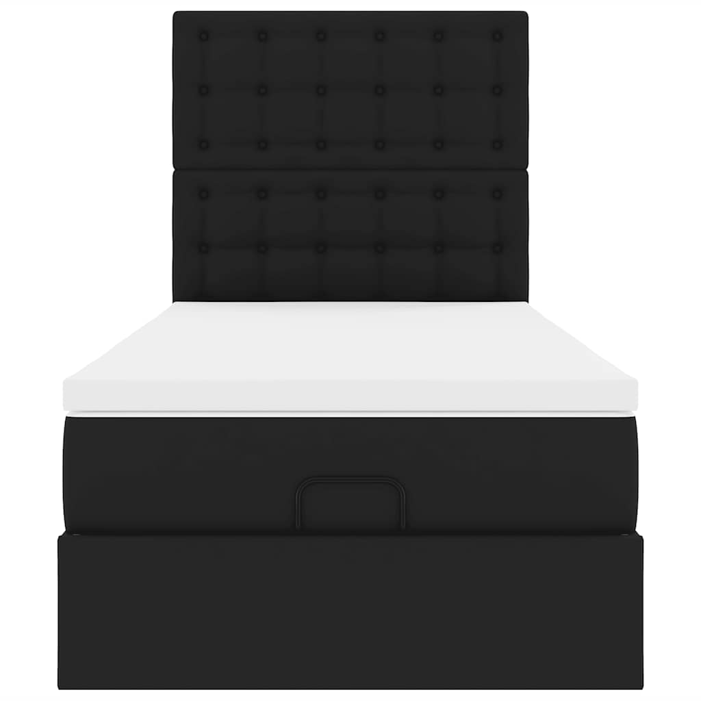 Ottoman bed met matras 90x190 cm kunstleer zwart