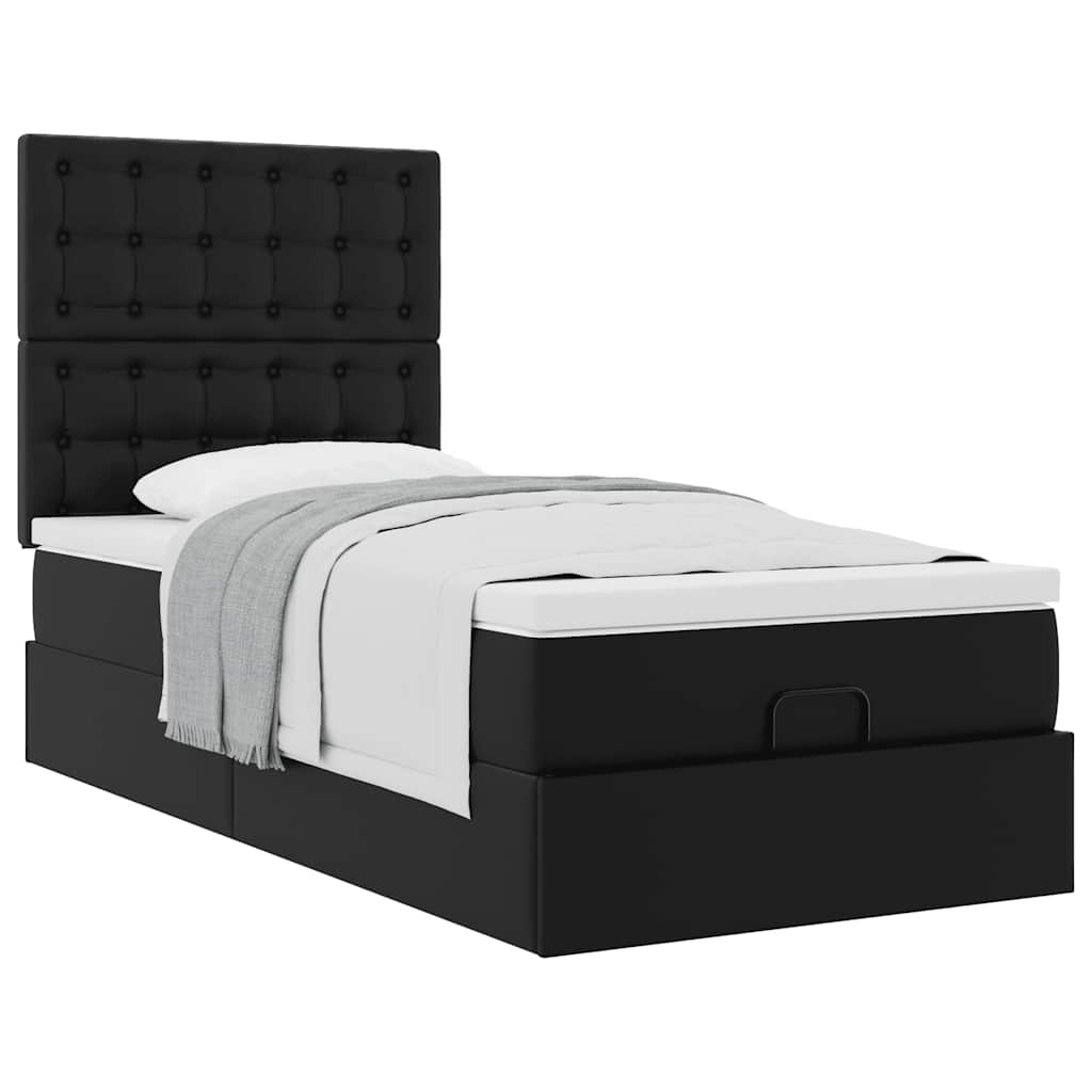 Ottoman bed met matras 90x190 cm kunstleer zwart