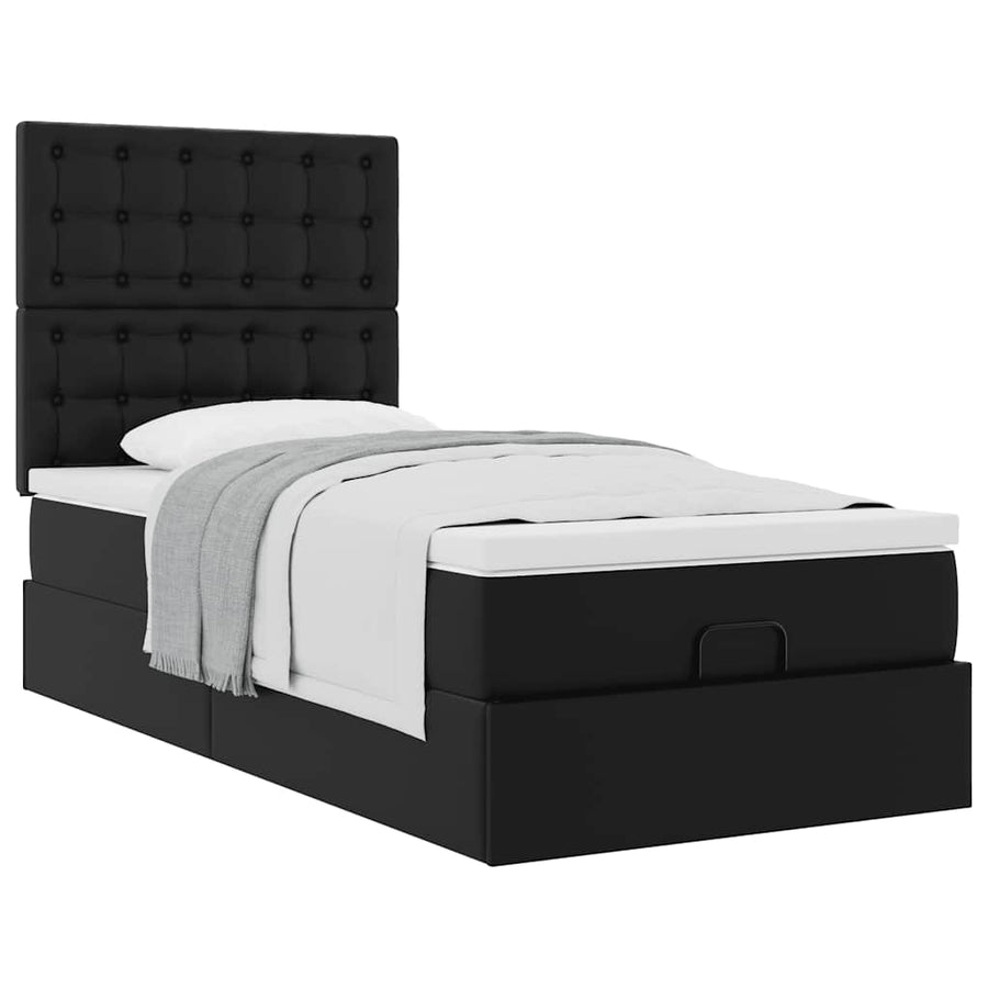 Ottoman bed met matras 90x190 cm kunstleer zwart