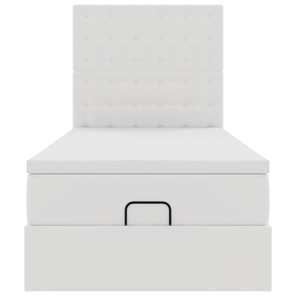 Ottomaanse Bed Met Matras 90X190Cm Kunstleer 90 x 190 cm Wit