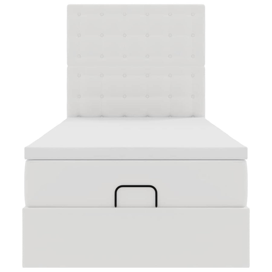 Ottomaanse Bed Met Matras 90X190Cm Kunstleer 90 x 190 cm Wit