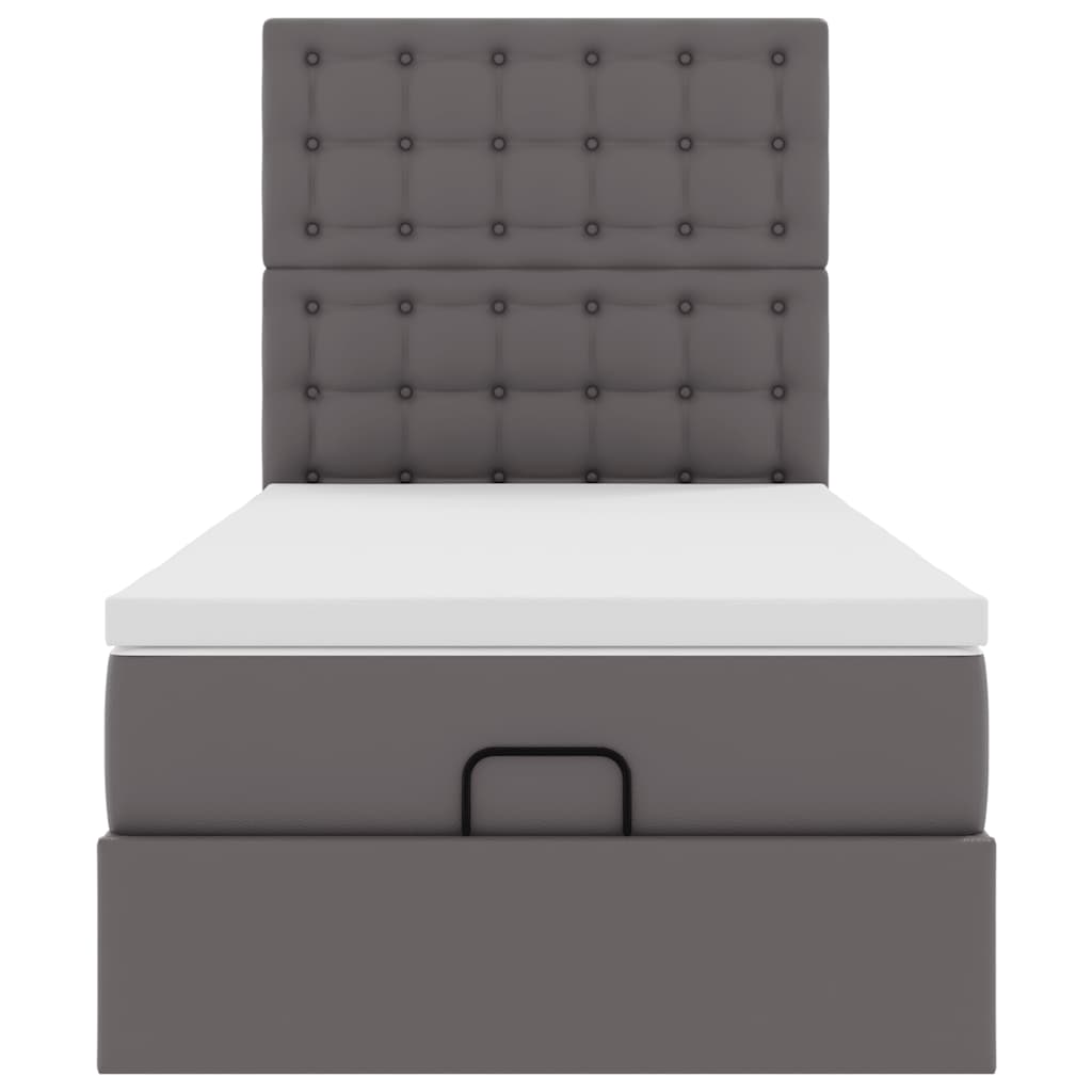Ottoman bed met matras 90x190cm kunstleer grijs