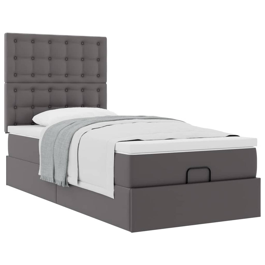 Ottoman bed met matras 90x190cm kunstleer grijs