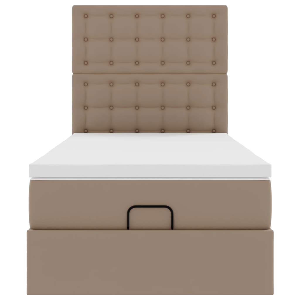 Ottoman bed met matras 90x190cm kunstleer cappuccinokleurig
