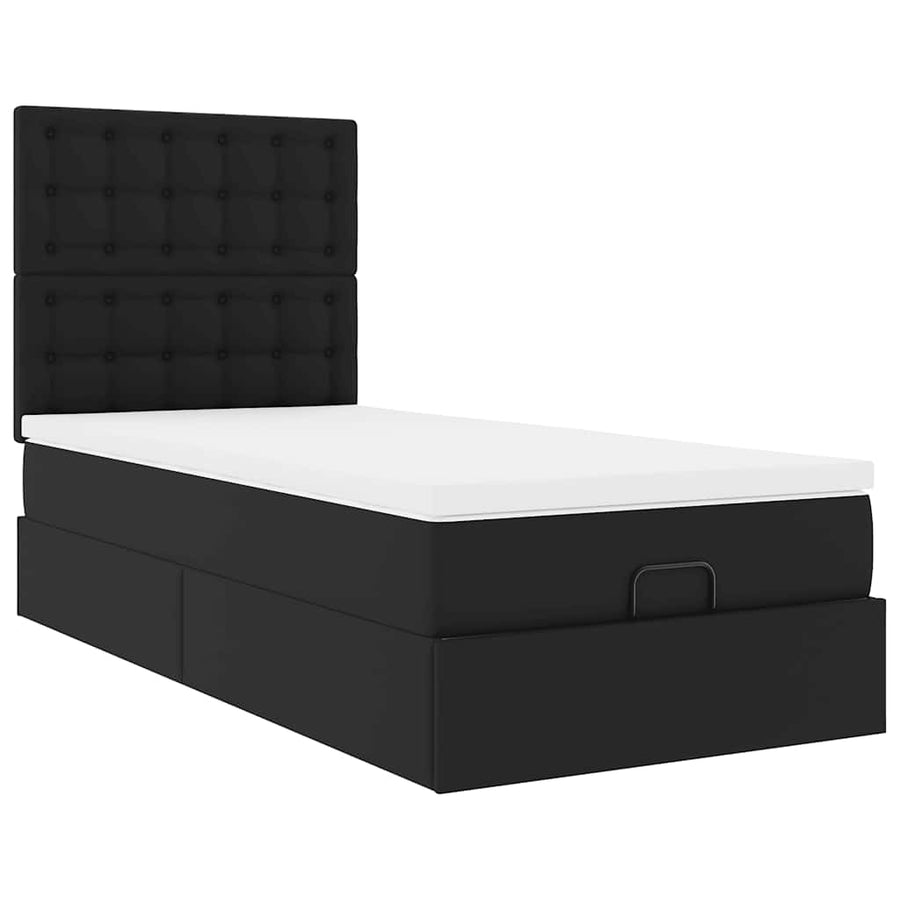 Ottoman bed met matras 90x200cm kunstleer zwart