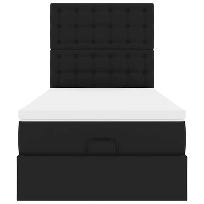Ottoman bed met matras 90x200cm kunstleer zwart
