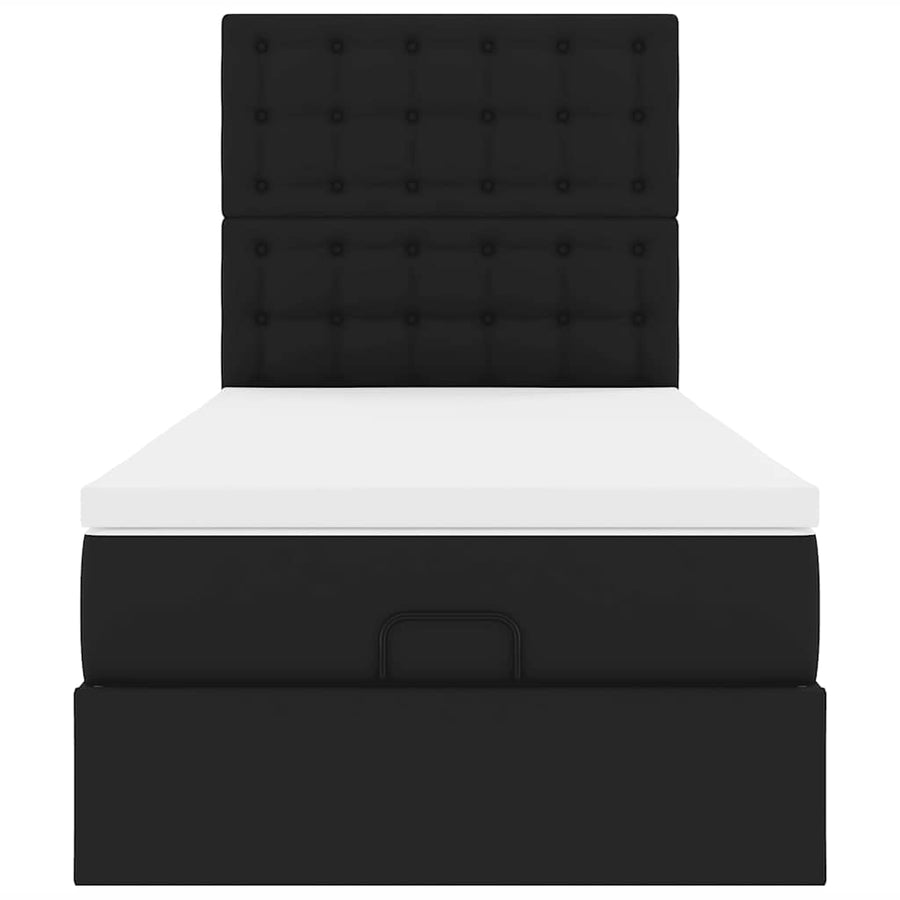 Ottoman bed met matras 90x200cm kunstleer zwart