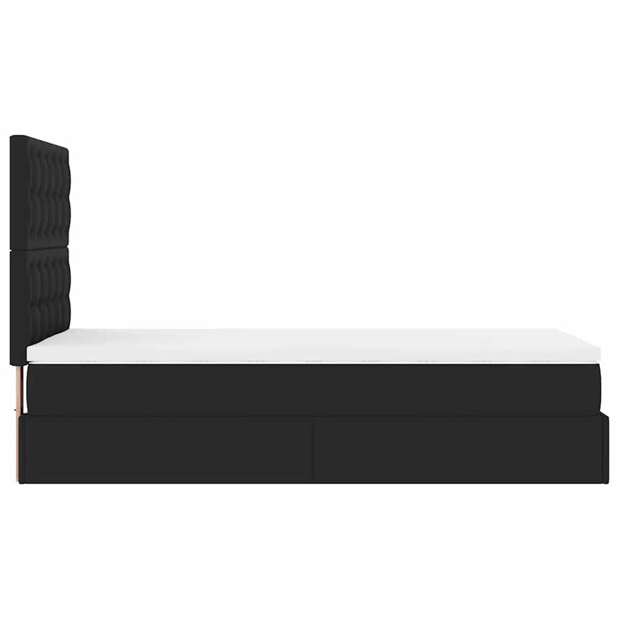 Ottoman bed met matras 90x200cm kunstleer zwart