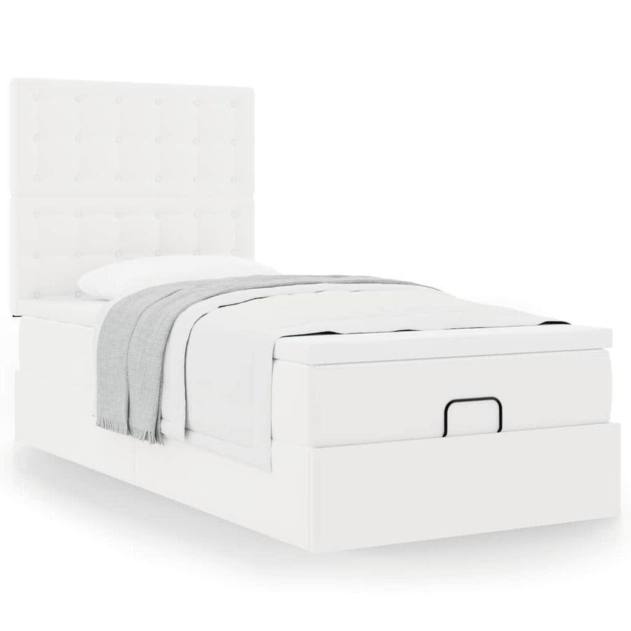 Ottoman bed met matras 90x200cm kunstleer wit