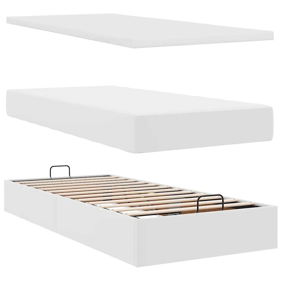 Ottoman bed met matras 90x200cm kunstleer wit