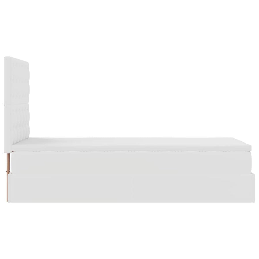Ottoman bed met matras 90x200cm kunstleer wit