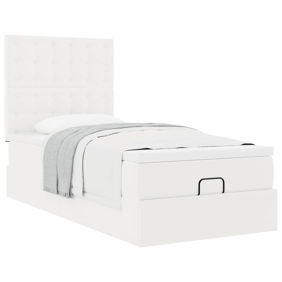 Ottoman bed met matras 90x200cm kunstleer wit