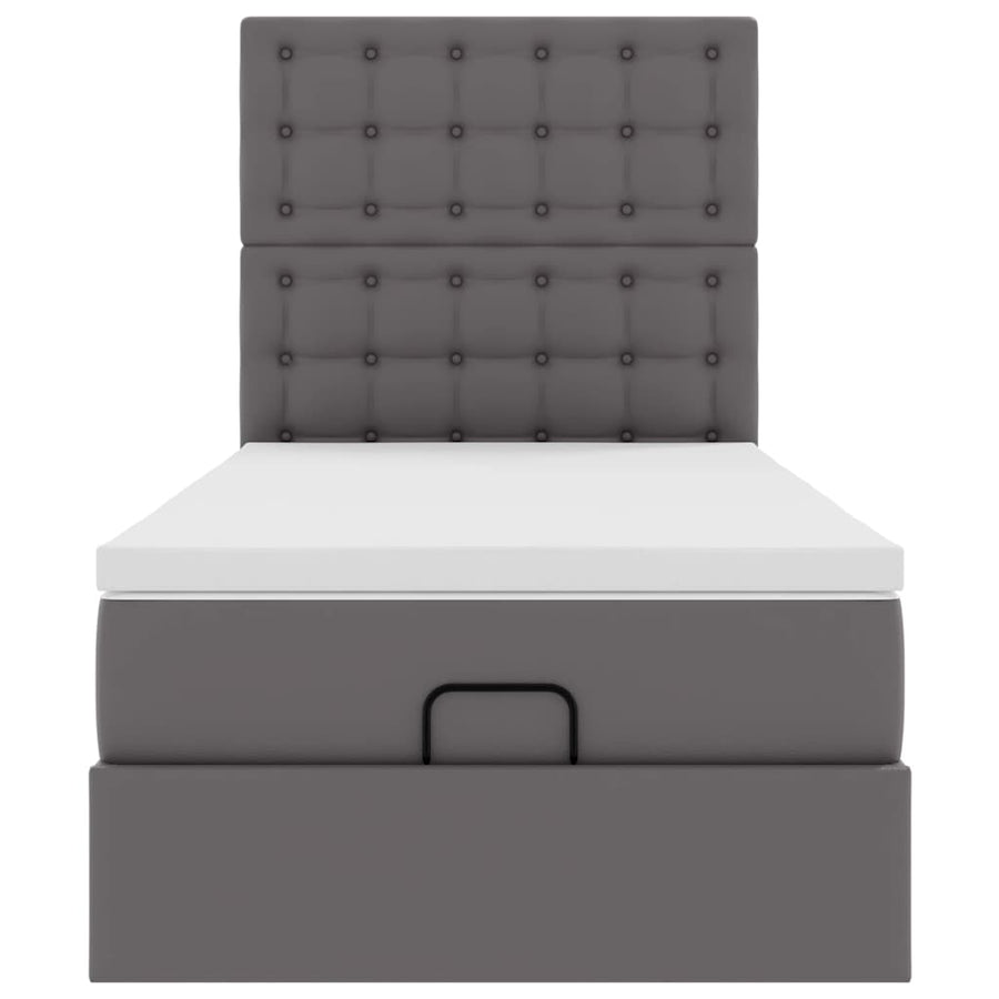 Ottoman bed met matras 90x200cm kunstleer grijs