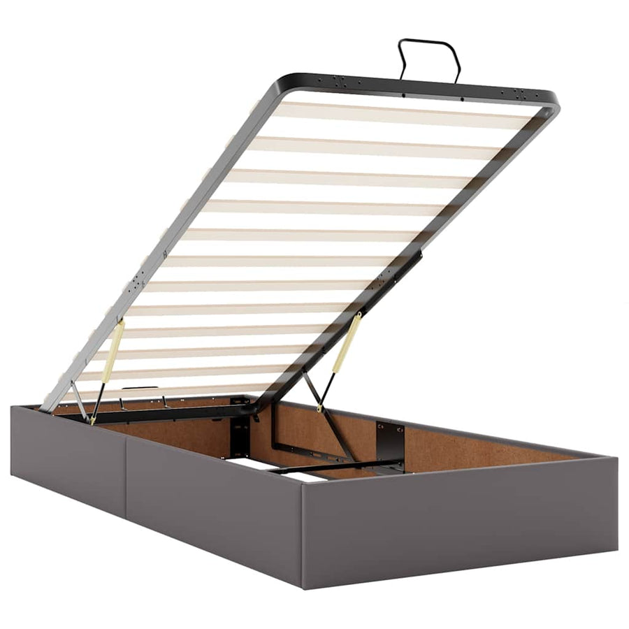 Ottoman bed met matras 90x200cm kunstleer grijs