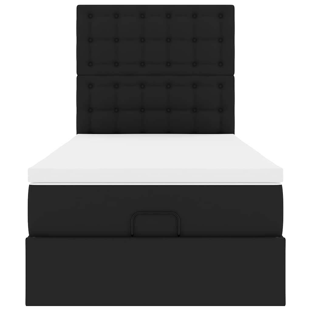 Ottoman bed met matras 100x200cm kunstleer zwart