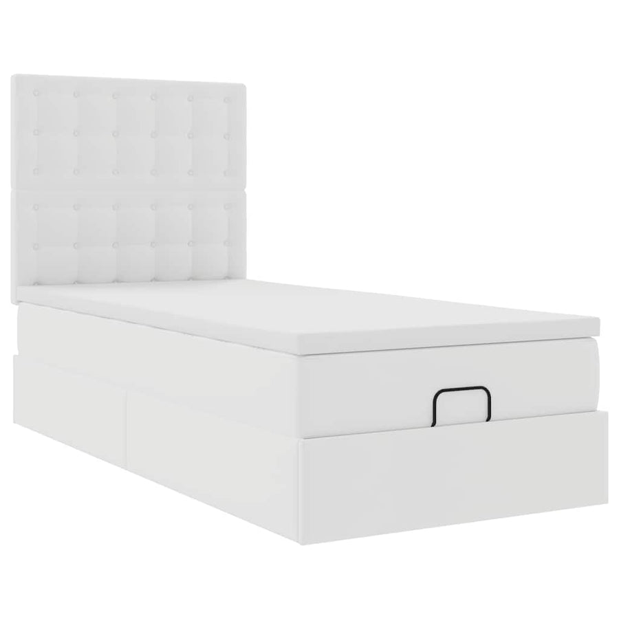 Ottoman bed met matras 100x200cm kunstleer wit