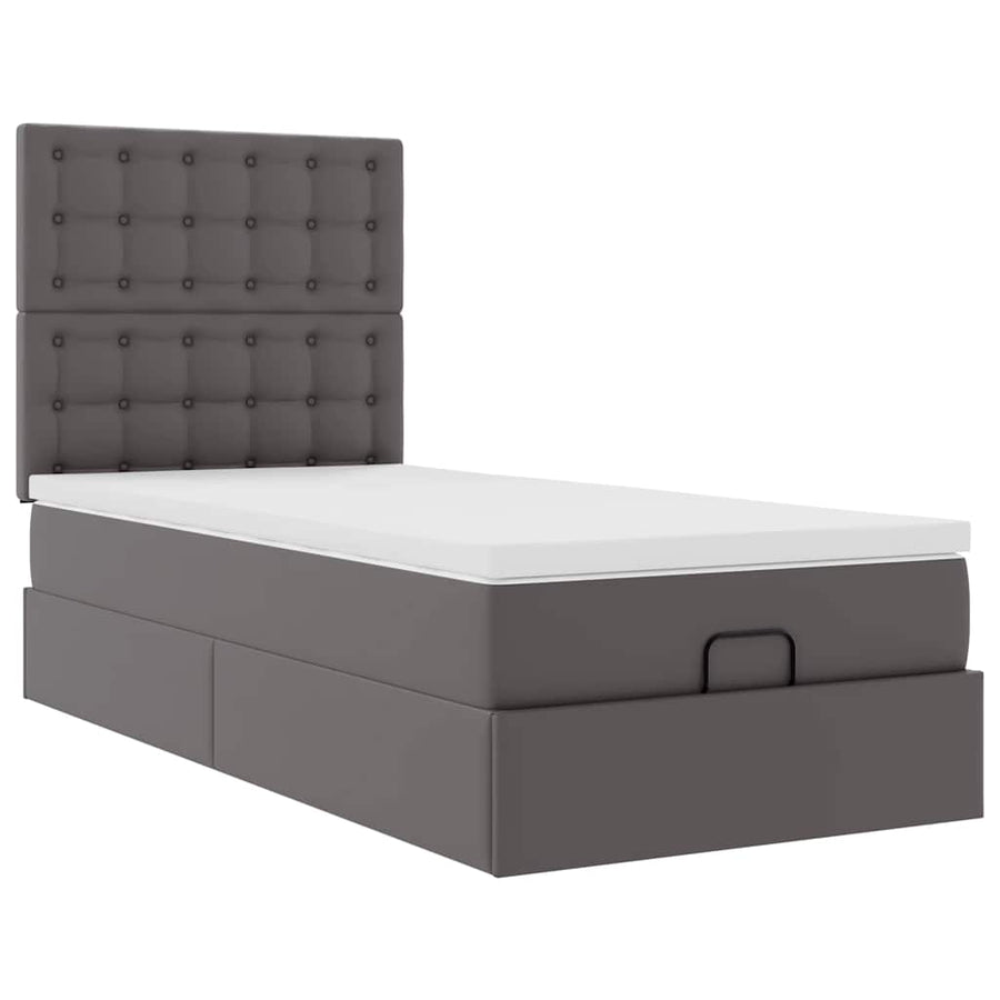 Ottoman bed met matras 100x200cm kunstleer grijs