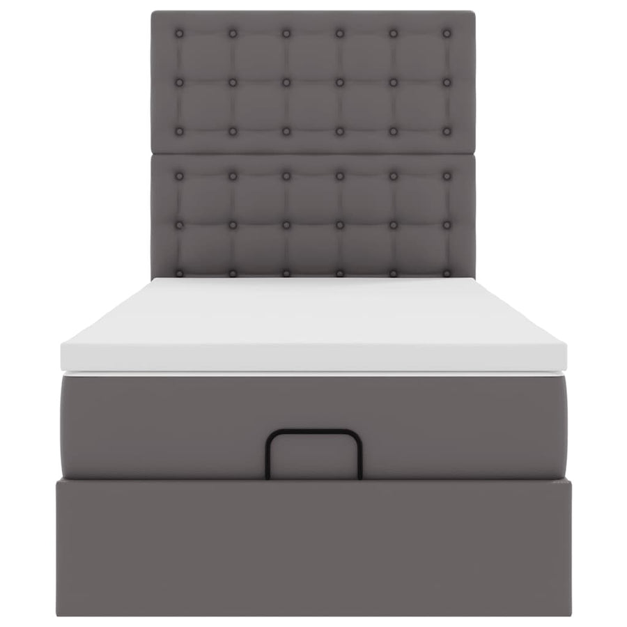 Ottoman bed met matras 100x200cm kunstleer grijs