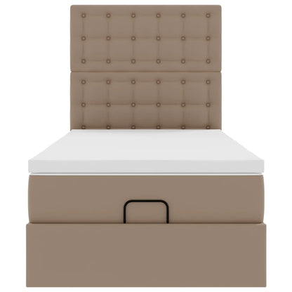 Ottoman bed met matras 100x200cm kunstleer cappuccinokleurig