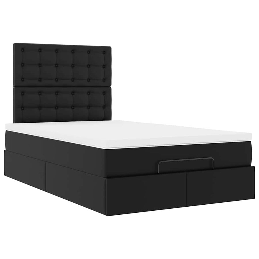 Ottoman bed met matras 120x190 cm kunstleer zwart