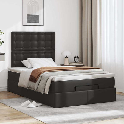 Ottoman bed met matras 120x190 cm kunstleer zwart