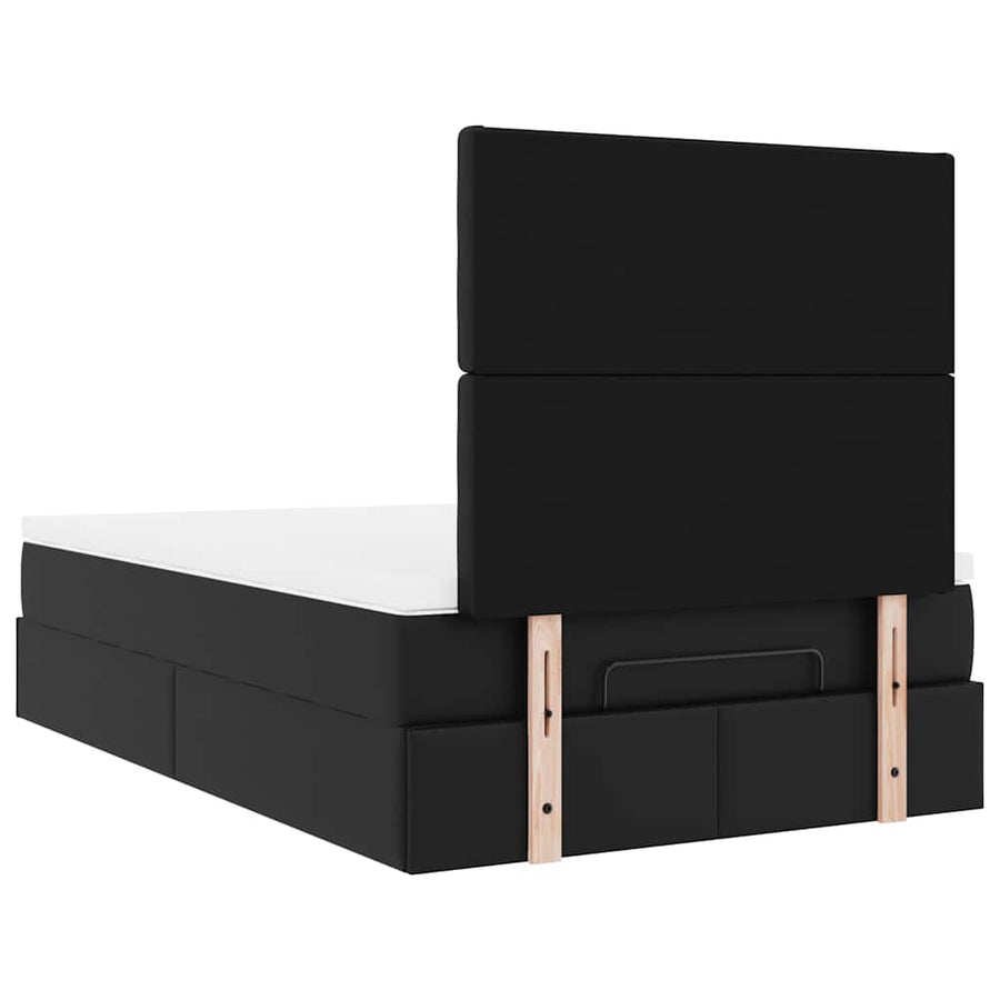 Ottoman bed met matras 120x190 cm kunstleer zwart