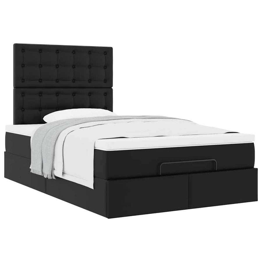 Ottoman bed met matras 120x190 cm kunstleer zwart