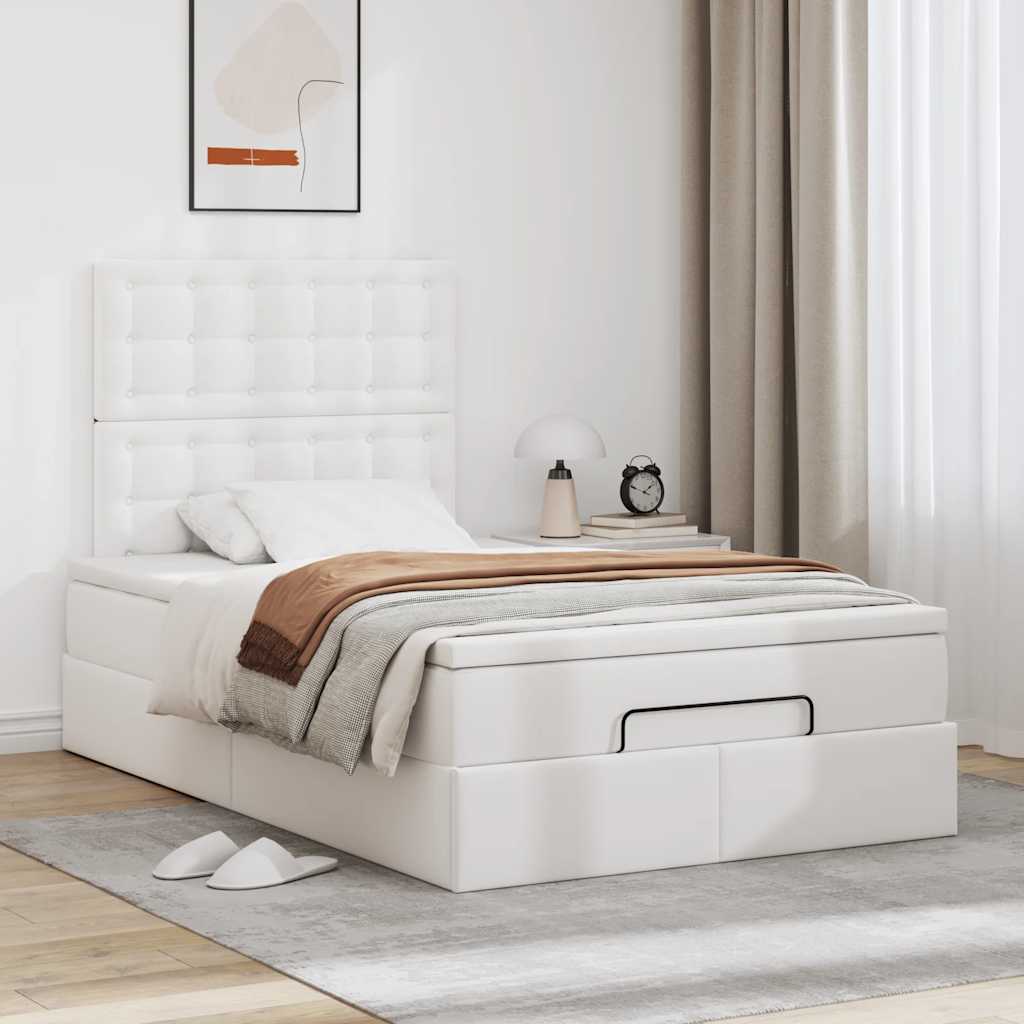 Ottoman bed met matras 120x190 cm kunstleer wit