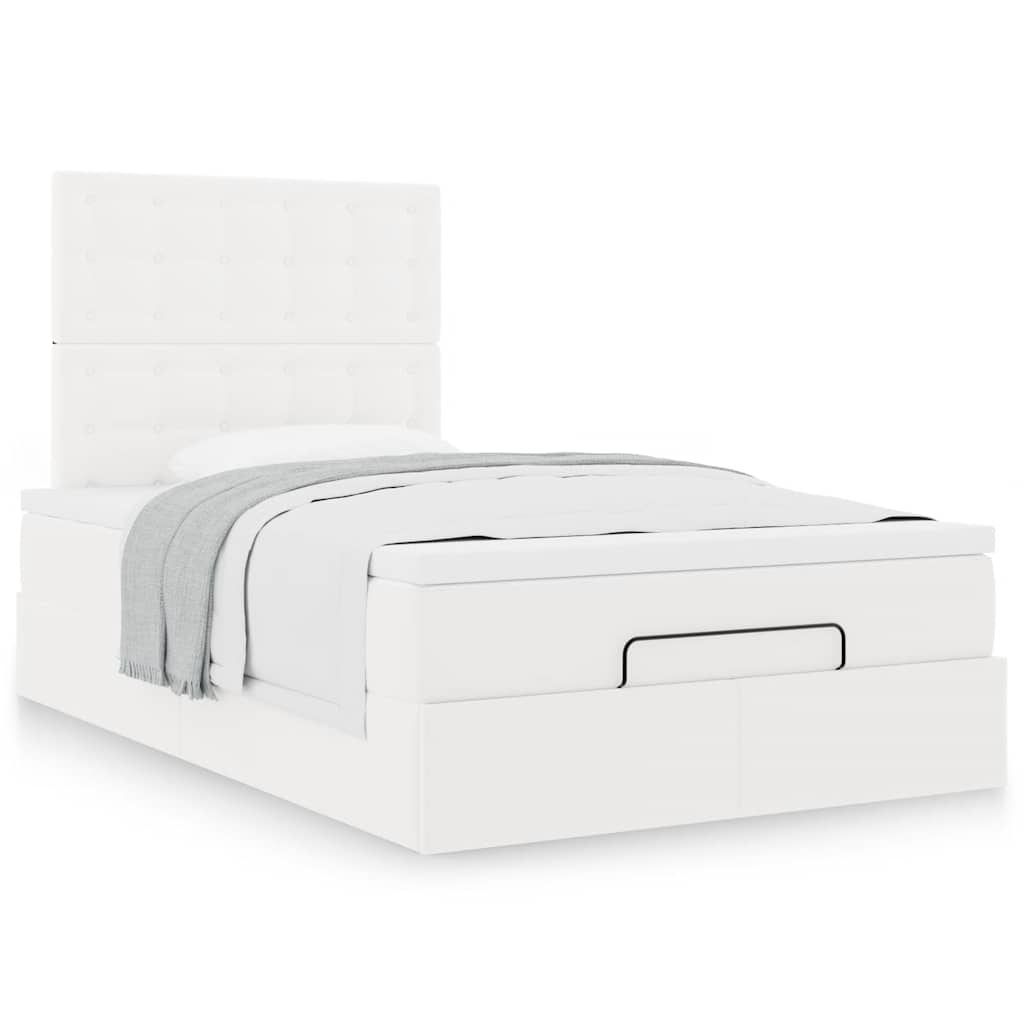 Ottoman bed met matras 120x190 cm kunstleer wit