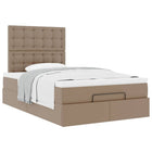 Ottoman bed with mattress 120x190 cm faux leather cappuccino color