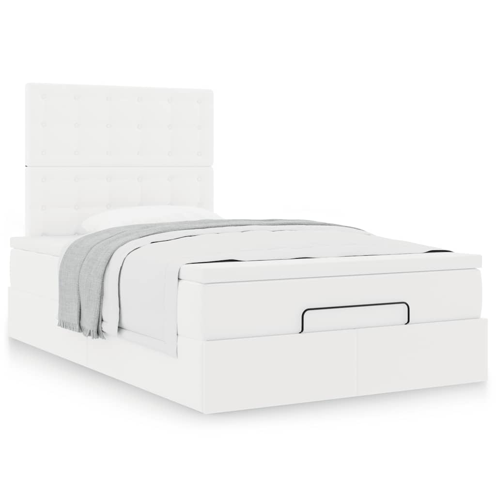 Ottoman bed met matras 120x200cm kunstleer wit