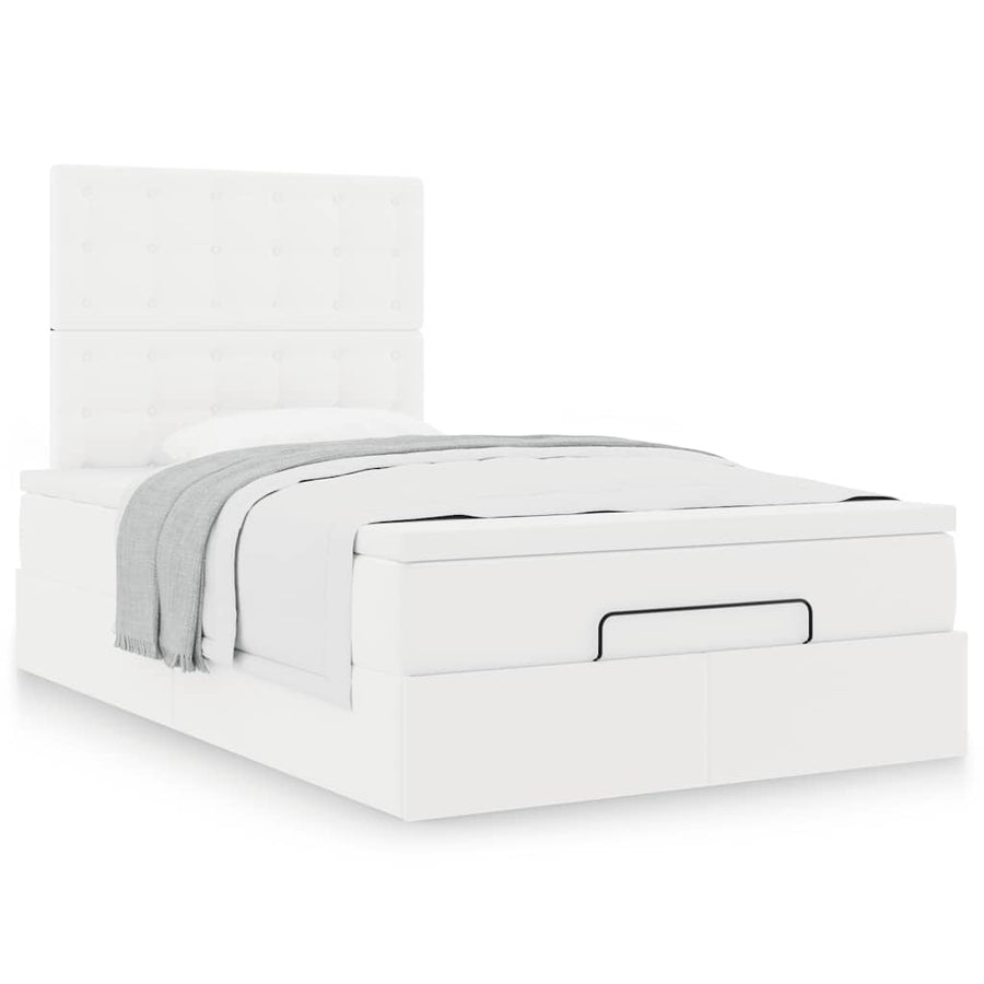 Ottoman bed met matras 120x200cm kunstleer wit