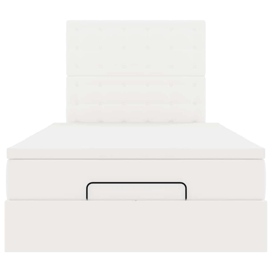 Ottoman bed met matras 120x200cm kunstleer wit