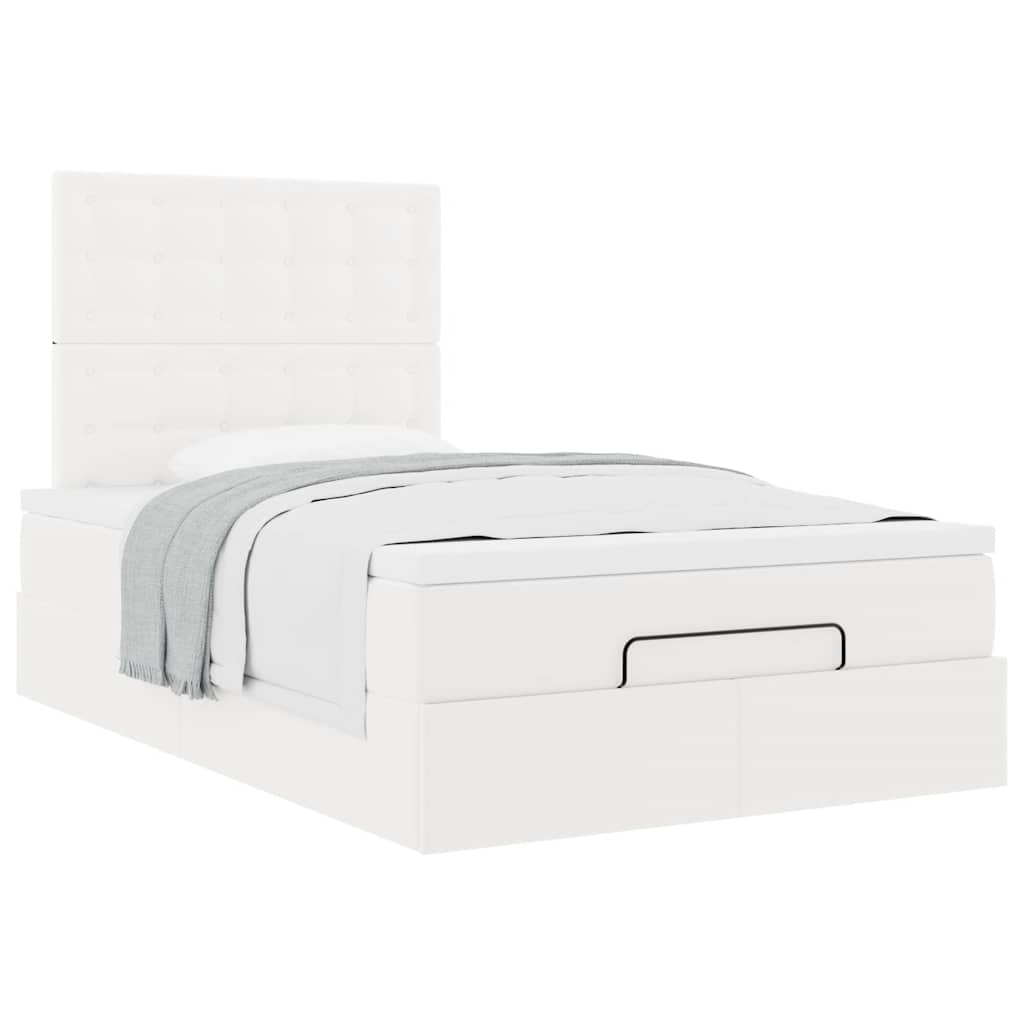 Ottoman bed met matras 120x200cm kunstleer wit