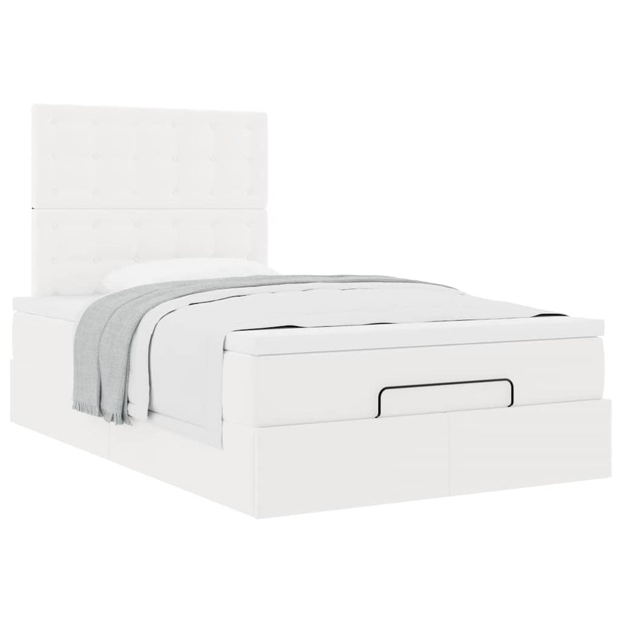 Ottoman bed met matras 120x200cm kunstleer wit