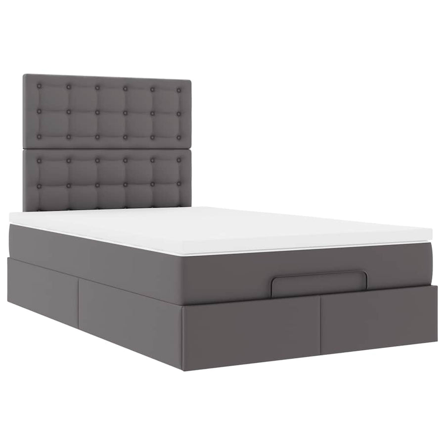 Ottoman bed met matras 120x200cm kunstleer grijs