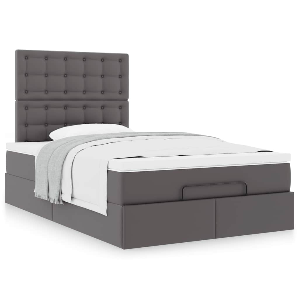 Ottoman bed met matras 120x200cm kunstleer grijs