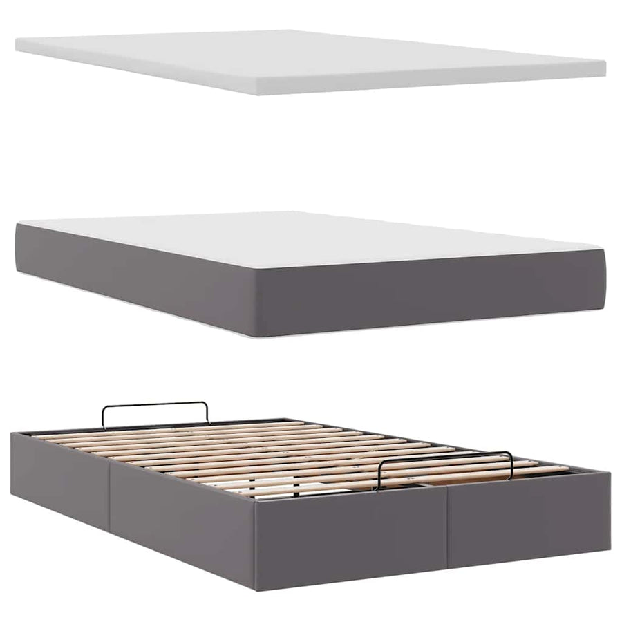 Ottoman bed met matras 120x200cm kunstleer grijs