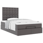 Ottoman bed with mattress 120x200cm faux leather grey